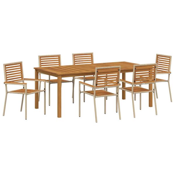vidaXL Set da Pranzo per Giardino 7 pcs Beige Legno di Acacia Massello