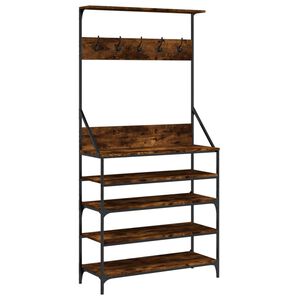 vidaXL Appendiabiti con Porta Scarpe Rovere Fumo 90x34x184 cm