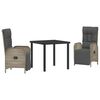 vidaXL Set da Pranzo per Giardino 3 pz Grigio polyrattan
