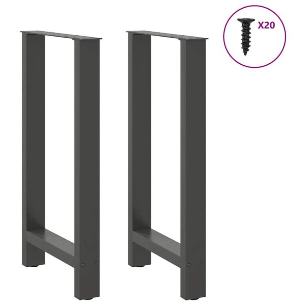 vidaXL Gambe per tavolo da bar antracite 2 pz 40x(90-91) cm in acciaio