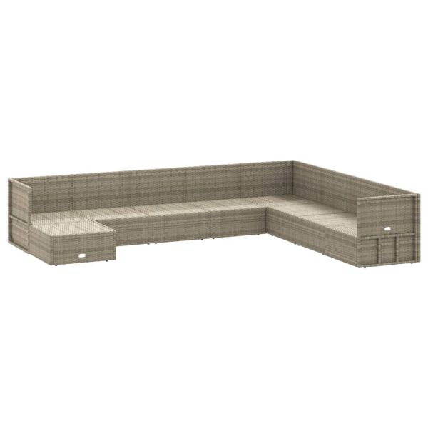 vidaXL Set Divani da Giardino 9 pz con Cuscini in Polyrattan Grigio