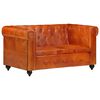 vidaXL Divano Chesterfield a 2 Posti Tanno in Vera Pelle