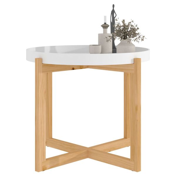 vidaXL Tavolino Bianco 53x53x43,5cm Legno Multistrato e Massello Pino