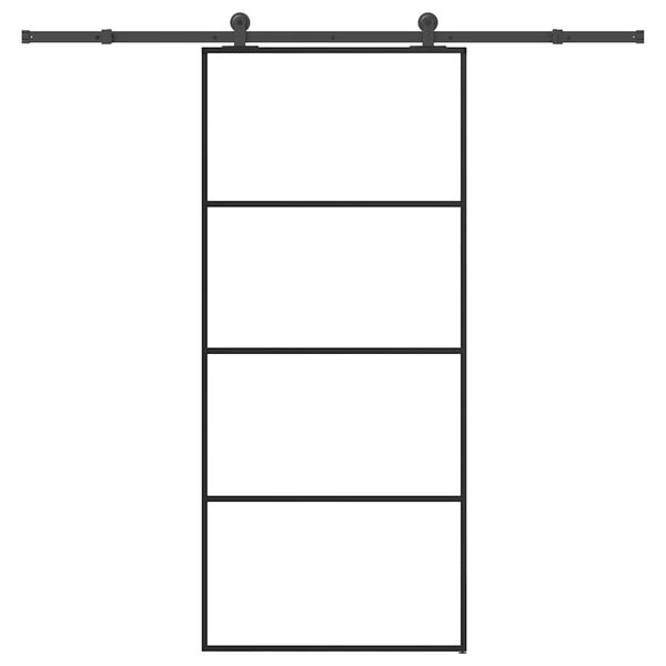 vidaXL Porta Scorrevole con Ferramenta 90x205cm Vetro ESG Alluminio