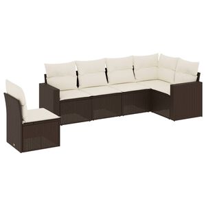 vidaXL Set Divano da Giardino 6 pz con Cuscini Marrone in Polyrattan