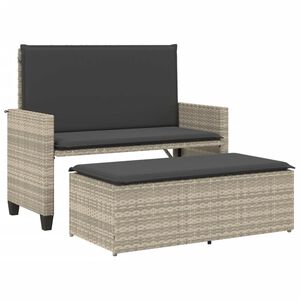 vidaXL Panca Giardino Cuscini e Poggiapiedi Grigio Chiaro Polyrattan