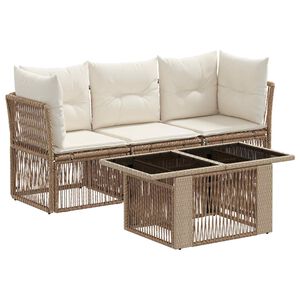 vidaXL Set Divano da Giardino 4 pz Beige polyrattan