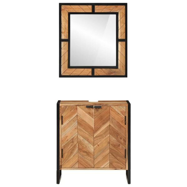 vidaXL Set Mobili da Bagno 2 pz in Ferro e Legno Massello di Acacia