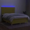 vidaXL Letto a Molle con Materasso e LED Verde 140x200 cm in Tessuto