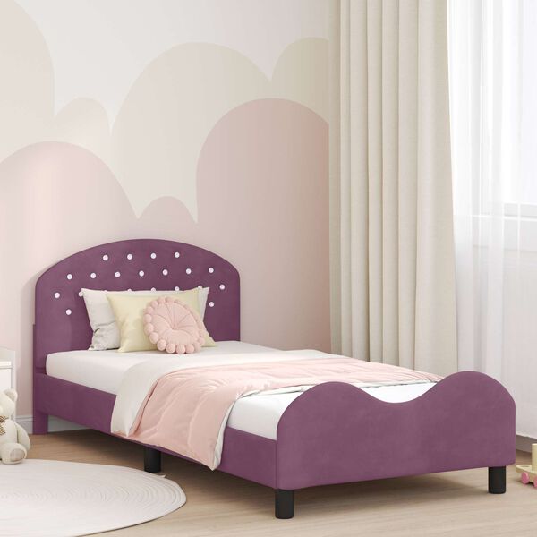 vidaXL Struttura letto bambini con testata Viola 90 x 200 cm Velluto