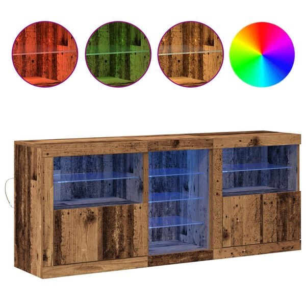 vidaXL Madia LED Legno vecchio 162 x 37 x 67 cm Legno multistrato
