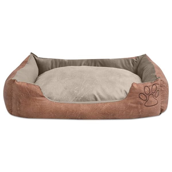 vidaXL Cuccia per Cani Cuscino Imbottito Similpelle Taglia XL Beige