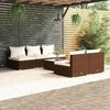 vidaXL Set Divani da Giardino 6 pz con Cuscini in Polyrattan Marrone