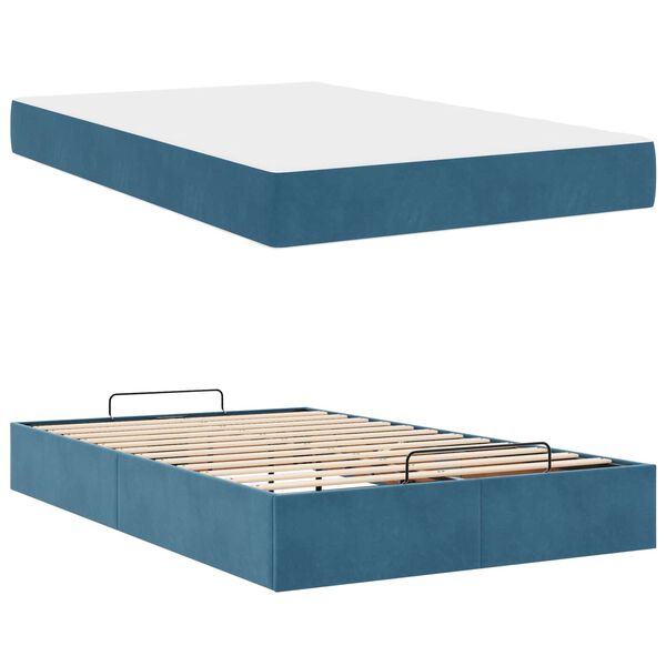 vidaXL Struttura letto con materasso con materasso 2 pcs Blu Velluto