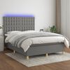 vidaXL Letto a Molle Materasso e LED Grigio Scuro 140x190cm in Tessuto