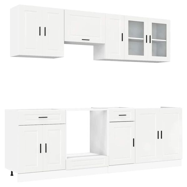vidaXL Set Mobili da Cucina 8 pz Kalmar Bianchi Lucido in Truciolato