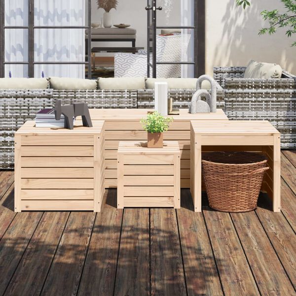 vidaXL Set Cassette da Giardino 4 pz in Legno Massello di Pino