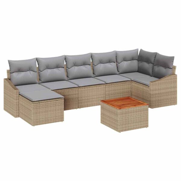 vidaXL Set Divano da Giardino con cuscino 8 pcs Beige polyrattan