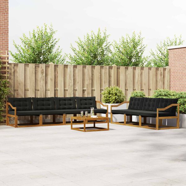 vidaXL Set di divani da esterno con cuscino 8 pcs Naturale e Nero