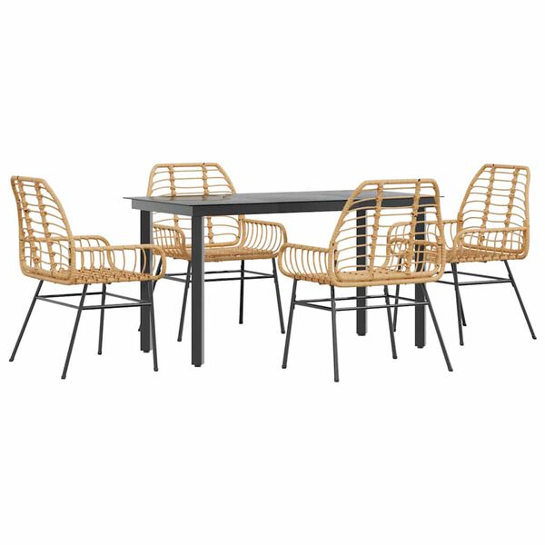 vidaXL Set da Pranzo da Giardino 5pz Polyrattan Vetro