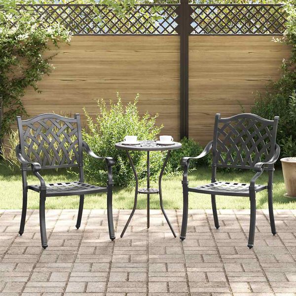 vidaXL Sedia da Giardino 2 pcs Nero 56 x 55 x 92.5cm Alluminio