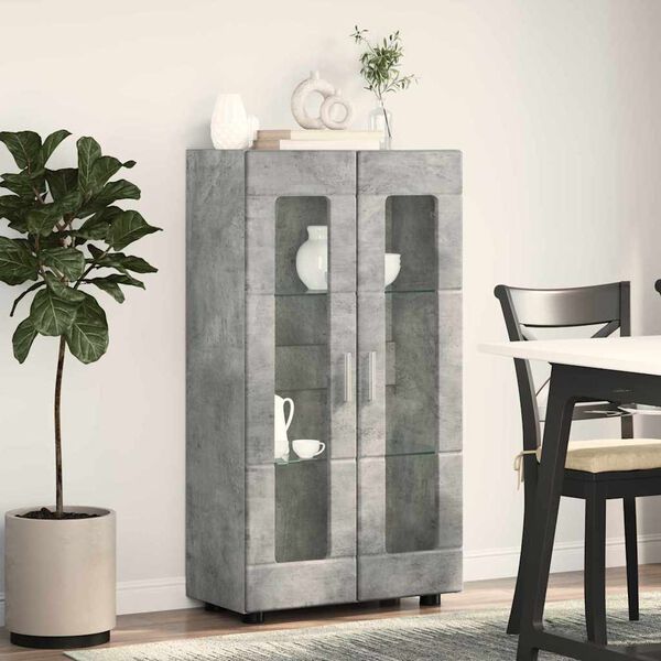 vidaXL Credenza con porta FLORIN Grigio cemento 55,5 x 29 x 103 cm