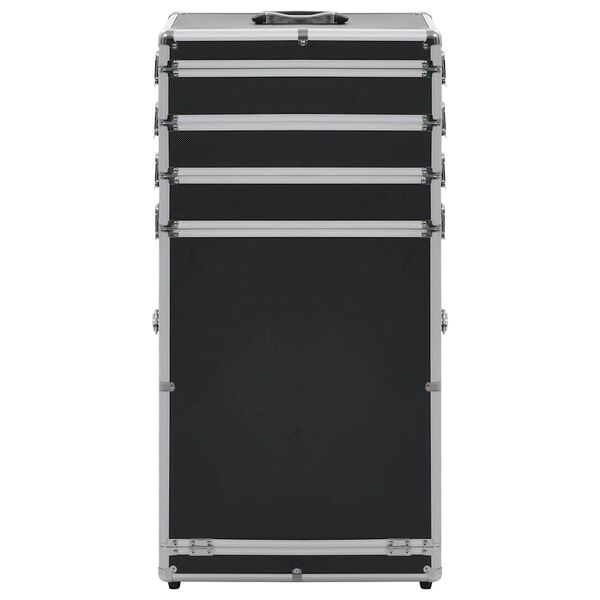 vidaXL Valigia Trolley per Cosmetici in Alluminio Nero