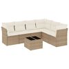 vidaXL Set Divani da Giardino 7 pz con Cuscini Beige in Polyrattan
