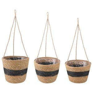 vidaXL 3 pz Naturale e Nero &Oslash;26 x 19 cm 100% Erba marina
