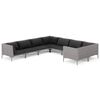 vidaXL Divani da Giardino 8 pz con Cuscini in Polyrattan Grigio Scuro