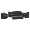 vidaXL Set Divani da Giardino 7 pz con Cuscini in Polyrattan Nero