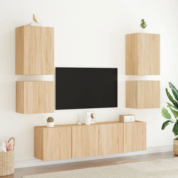 vidaXL Mobili TV Muro 2pz Rovere Sonoma 40,5x30x40cm Legno Multistrato