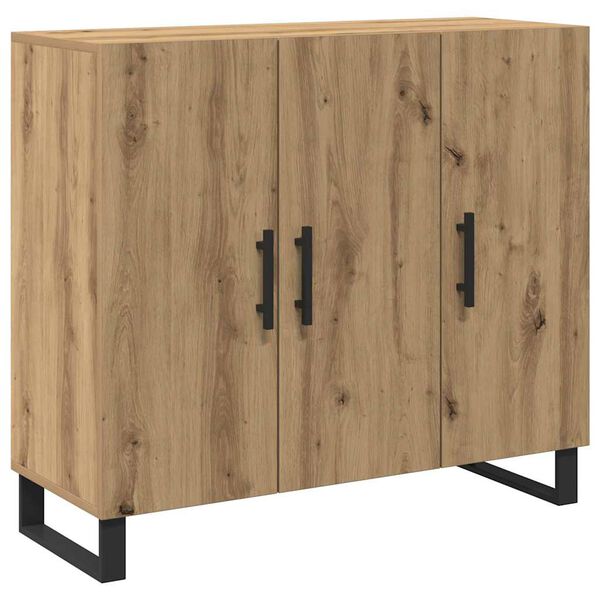 vidaXL Credenza Rovere artigianale 90 x 34 x 80 cm Legno multistrato