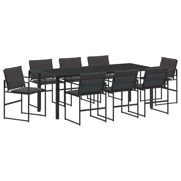 vidaXL Set da Pranzo per Giardino 9 pcs Nero