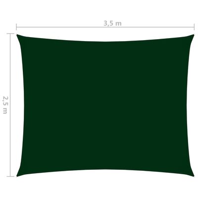 vidaXL Parasole a Vela Oxford Rettangolare 2,5x3,5 m Verde Scuro