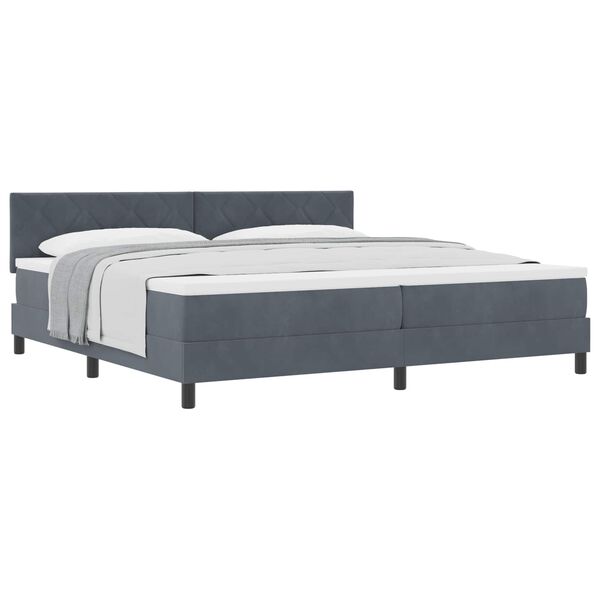 vidaXL Letto a molle con materasso Grigio scuro 200 x 200 cm Velluto