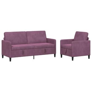 vidaXL Set di Divani con Storage 2 pz Viola Poliestere