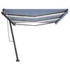 vidaXL Tenda da Sole Retrattile Manuale con LED 600x350 cm Blu Bianco