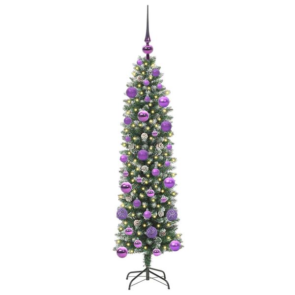 vidaXL Albero di Natale Artificiale Sottile Verde e Bianco 120 cm
