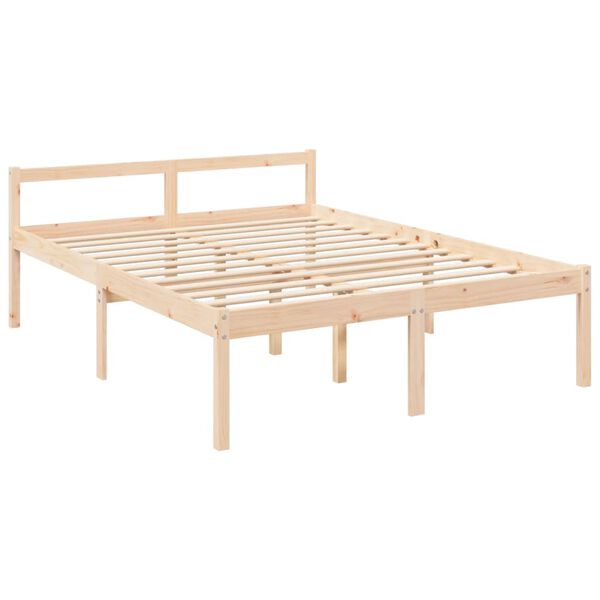 vidaXL Letto per Anziani 150x200 cm King in Legno Massello di Pino