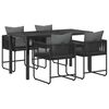 vidaXL Set da Pranzo per Giardino 5 pz Nero e antracite polyrattan