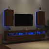 vidaXL Mobili TV a Parete con Luci LED 2pz Rovere Marrone 30,5x35x70cm