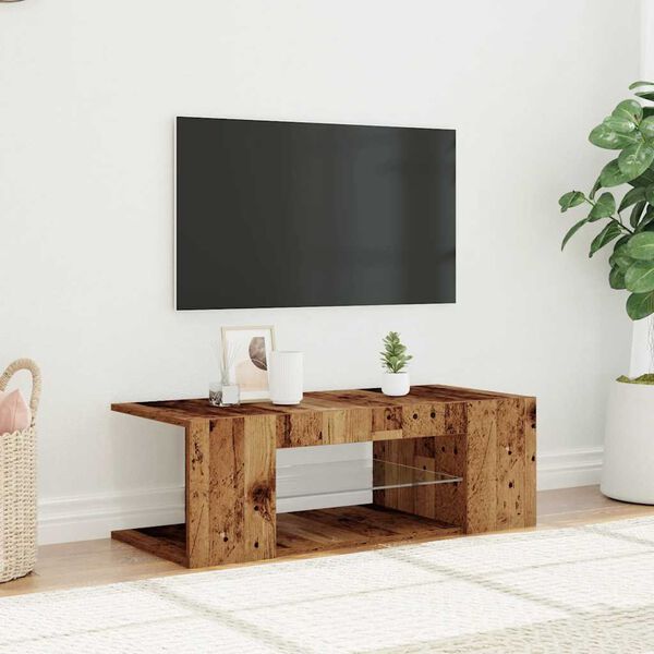 vidaXL Mobile Porta TV con LED Legno Antico 90x39x30 cm Multistrato