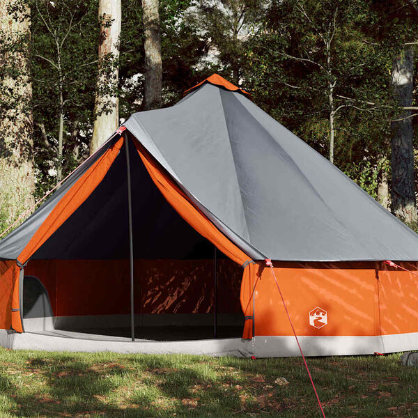 vidaXL Tenda Familiare Tipi 12 Persone Grigia e Arancione Impermeabile