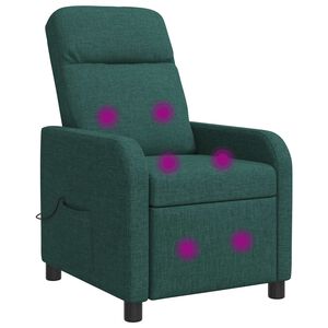 vidaXL Poltrona Massaggiante Verde Scuro Tessuto