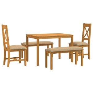 vidaXL Set da pranzo 5 pz Beige Legno di Quercia Massello