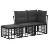 vidaXL Set di divani da esterno con cuscino 3 pcs Nero Poliestere