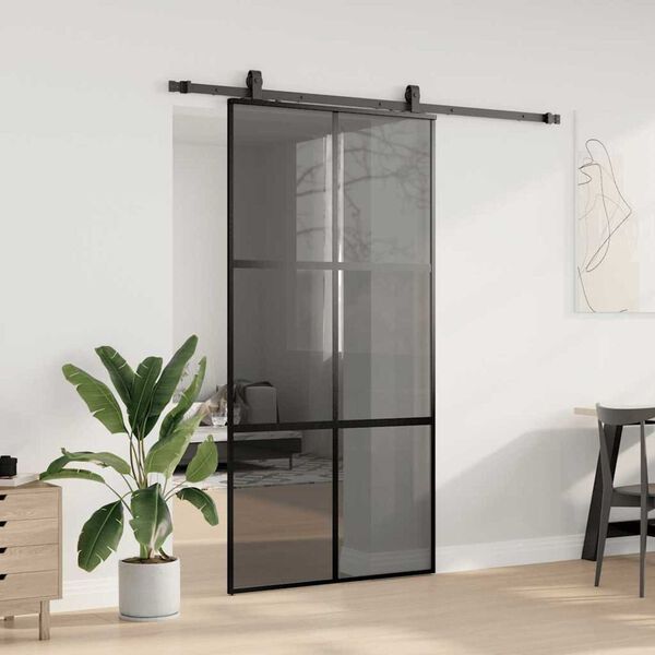 vidaXL Porta Scorrevole Ferramenta Nera 102,5x205 cm Vetro Temperato