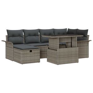 vidaXL Set Divano da Giardino con cuscino 7 pcs Grigio polyrattan