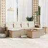 vidaXL Set Divani da Giardino 7 pz con Cuscini Beige in Polyrattan